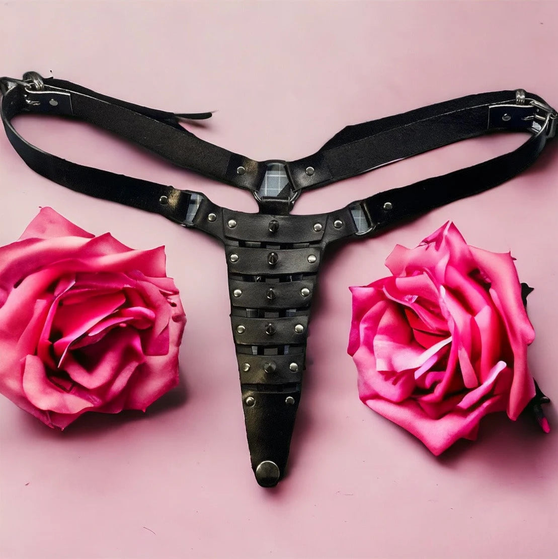 Spiky Thong Pattern PDF – Leather Lingerie Sewing Template – Adjustable DIY Harness – Digital Download