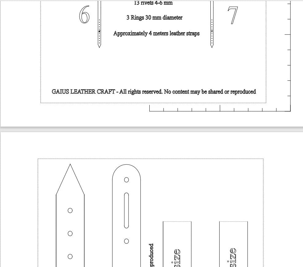 Bdsm Body Harness + Handcuffs Leather pattern - A4 Us Letter Pdf File