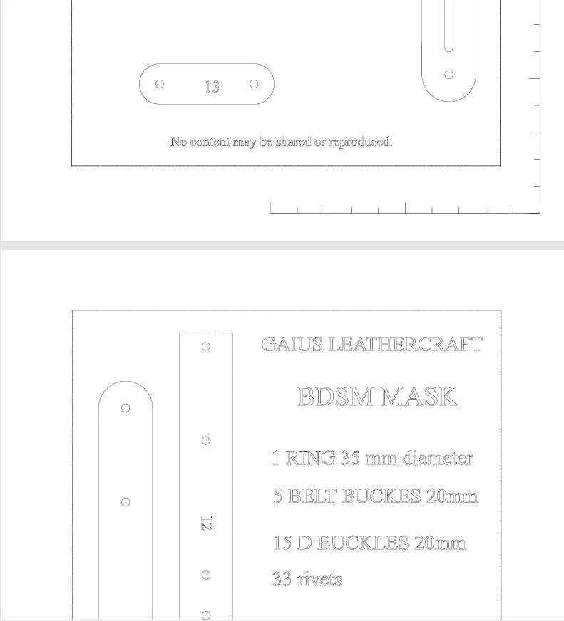 Bdsm Leather Mask Pattern PDF, Svg & Dxf – Easy DIY – Adjustable Size – A4 and Us Letter – Digital Download