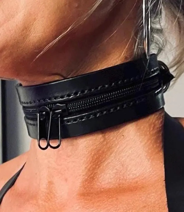 3 Leather Choker Patterns: Spiky, Zipper, Chain (PDF & SVG)