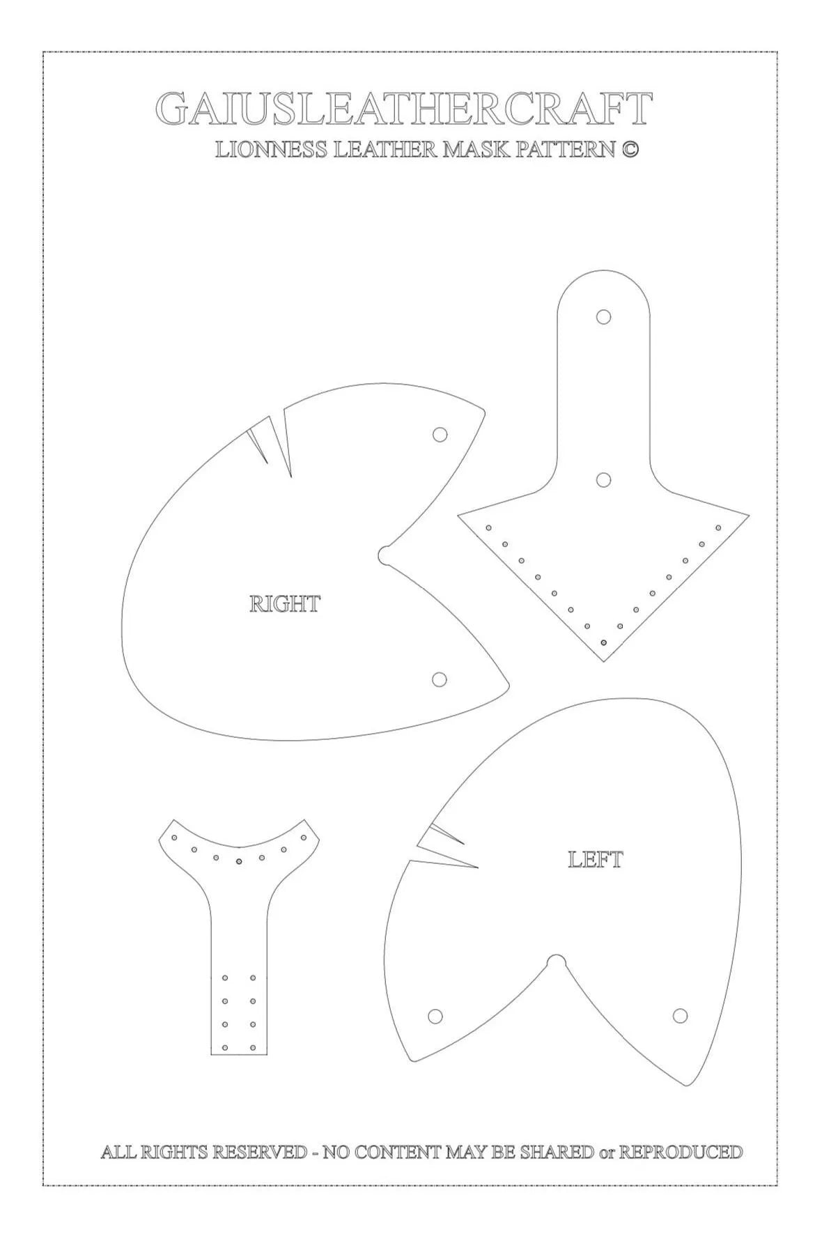 Leather Lion Mask Pattern – Adult & Child DIY Cosplay (pdf, svg, dxf)