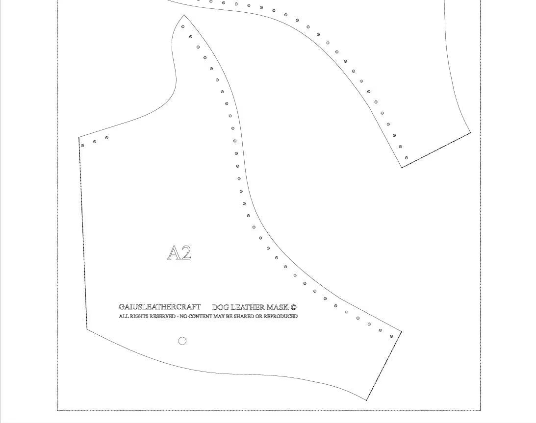 Leather Dog Mask Pattern – Pdf SVG DXF – Animal Cosplay Template for Veg Tan Leather